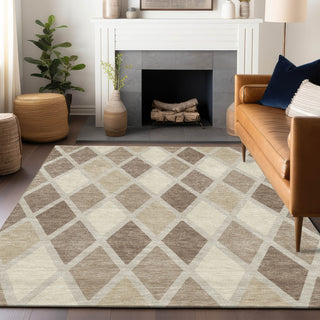 Piper Looms Chantille Diamonds ACN887 Taupe Machine Washable Area Rug Lifestyle Image Feature