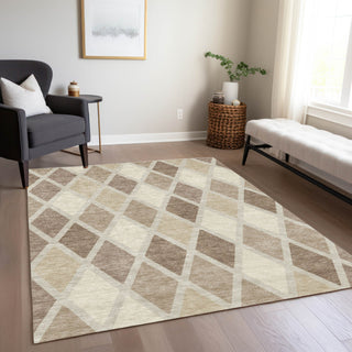 Piper Looms Chantille Diamonds ACN887 Taupe Machine Washable Area Rug Lifestyle Image Feature