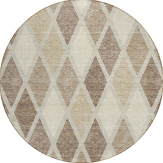 Piper Looms Chantille Diamonds ACN887 Taupe Machine Washable Area Rug Round Main Image