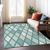 Piper Looms Chantille Diamonds ACN887 Teal Machine Washable Area Rug Lifestyle Image Feature