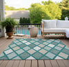 Piper Looms Chantille Diamonds ACN887 Teal Machine Washable Area Rug Outdoor Lifestyle Image Feature