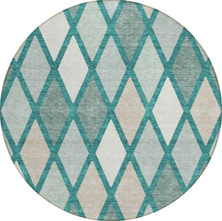 Piper Looms Chantille Diamonds ACN887 Teal Machine Washable Area Rug Round Main Image