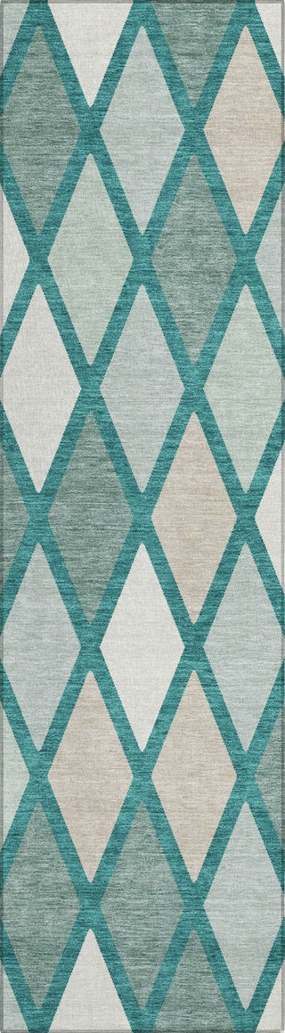 Piper Looms Chantille Diamonds ACN887 Teal Machine Washable Area Rug Runner Main Image