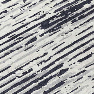 Piper Looms Chantille Stripes ACN888 Black Machine Washable Area Rug Swatch Image