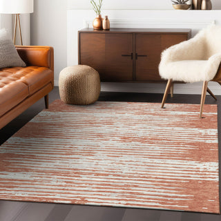 Piper Looms Chantille Stripes ACN888 Coral Machine Washable Area Rug Lifestyle Image Feature