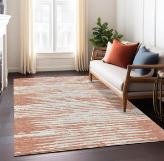 Piper Looms Chantille Stripes ACN888 Coral Machine Washable Area Rug Lifestyle Image Feature