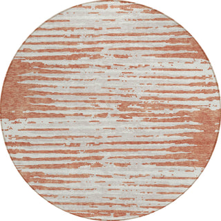 Piper Looms Chantille Stripes ACN888 Coral Machine Washable Area Rug Round Main Image