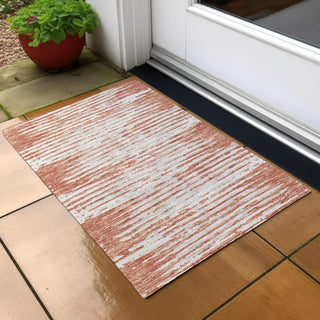 Piper Looms Chantille Stripes ACN888 Coral Machine Washable Area Rug Scatter Outdoor Lifestyle Image Feature