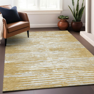 Piper Looms Chantille Stripes ACN888 Gold Machine Washable Area Rug Lifestyle Image Feature