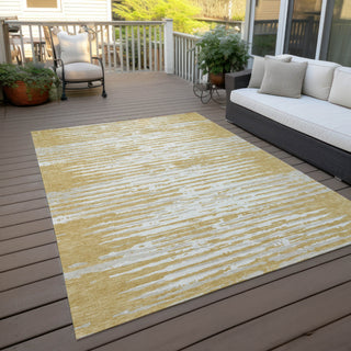 Piper Looms Chantille Stripes ACN888 Gold Machine Washable Area Rug Outdoor Lifestyle Image Feature