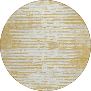 Piper Looms Chantille Stripes ACN888 Gold Machine Washable Area Rug Round Main Image