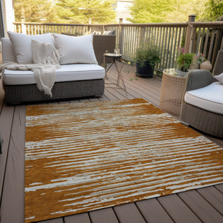 Piper Looms Chantille Stripes ACN888 Paprika Machine Washable Area Rug Outdoor Lifestyle Image Feature