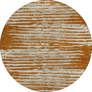 Piper Looms Chantille Stripes ACN888 Paprika Machine Washable Area Rug Round Main Image