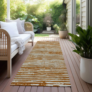 Piper Looms Chantille Stripes ACN888 Paprika Machine Washable Area Rug Runner Outdoor Lifestyle Image Feature