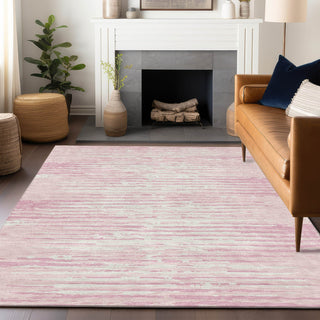 Piper Looms Chantille Stripes ACN888 Pink Machine Washable Area Rug Lifestyle Image Feature