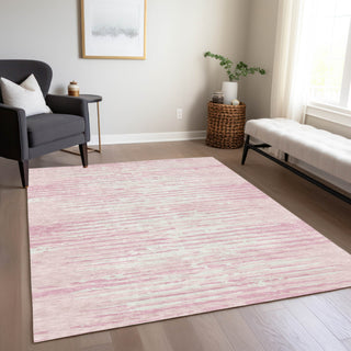 Piper Looms Chantille Stripes ACN888 Pink Machine Washable Area Rug Lifestyle Image Feature