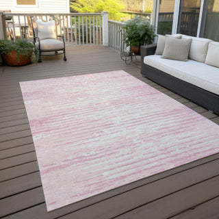 Piper Looms Chantille Stripes ACN888 Pink Machine Washable Area Rug Outdoor Lifestyle Image Feature