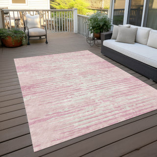 Piper Looms Chantille Stripes ACN888 Pink Machine Washable Area Rug Outdoor Lifestyle Image Feature