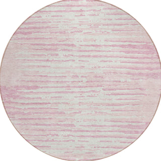 Piper Looms Chantille Stripes ACN888 Pink Machine Washable Area Rug Round Main Image
