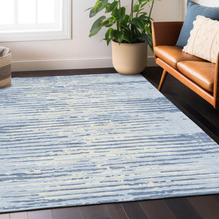 Piper Looms Chantille Stripes ACN888 Sky Machine Washable Area Rug Lifestyle Image Feature