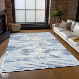 Piper Looms Chantille Stripes ACN888 Sky Machine Washable Area Rug Lifestyle Image Feature