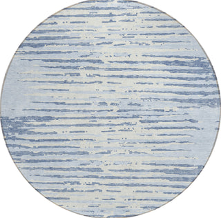 Piper Looms Chantille Stripes ACN888 Sky Machine Washable Area Rug Round Main Image