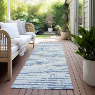 Piper Looms Chantille Stripes ACN888 Sky Machine Washable Area Rug Runner Outdoor Lifestyle Image Feature