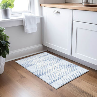 Piper Looms Chantille Stripes ACN888 Sky Machine Washable Area Rug Scatter Lifestyle Image Feature