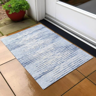 Piper Looms Chantille Stripes ACN888 Sky Machine Washable Area Rug Scatter Outdoor Lifestyle Image Feature