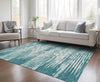 Piper Looms Chantille Stripes ACN888 Teal Machine Washable Area Rug Lifestyle Image Feature