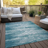 Piper Looms Chantille Stripes ACN888 Teal Machine Washable Area Rug Outdoor Lifestyle Image Feature