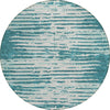 Piper Looms Chantille Stripes ACN888 Teal Machine Washable Area Rug Round Main Image