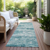 Piper Looms Chantille Stripes ACN888 Teal Machine Washable Area Rug Runner Outdoor Lifestyle Image Feature