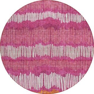 Piper Looms Chantille Stripes ACN889 Blush Machine Washable Area Rug Round Main Image