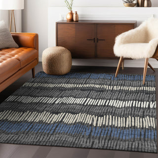 Piper Looms Chantille Stripes ACN889 Charcoal Machine Washable Area Rug Lifestyle Image Feature