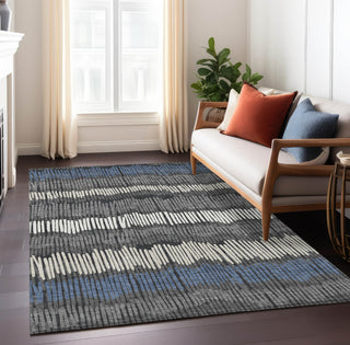 Piper Looms Chantille Stripes ACN889 Charcoal Machine Washable Area Rug Lifestyle Image Feature
