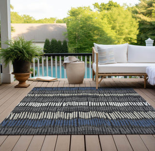Piper Looms Chantille Stripes ACN889 Charcoal Machine Washable Area Rug Outdoor Lifestyle Image Feature