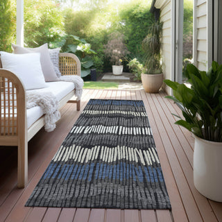 Piper Looms Chantille Stripes ACN889 Charcoal Machine Washable Area Rug Runner Outdoor Lifestyle Image Feature