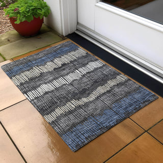 Piper Looms Chantille Stripes ACN889 Charcoal Machine Washable Area Rug Scatter Outdoor Lifestyle Image Feature