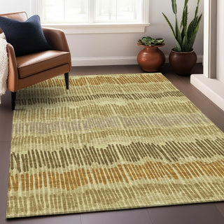Piper Looms Chantille Stripes ACN889 Gold Machine Washable Area Rug Lifestyle Image Feature