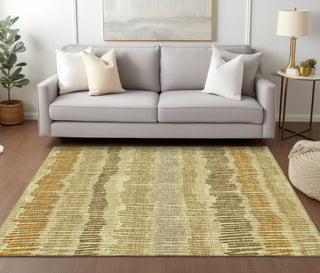 Piper Looms Chantille Stripes ACN889 Gold Machine Washable Area Rug Lifestyle Image Feature