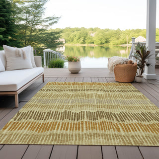 Piper Looms Chantille Stripes ACN889 Gold Machine Washable Area Rug Outdoor Lifestyle Image Feature