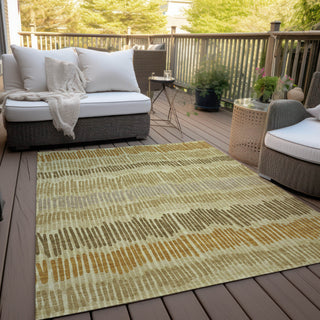 Piper Looms Chantille Stripes ACN889 Gold Machine Washable Area Rug Outdoor Lifestyle Image Feature