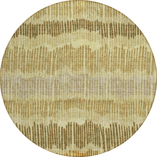Piper Looms Chantille Stripes ACN889 Gold Machine Washable Area Rug Round Main Image