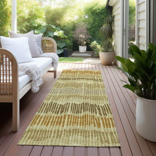 Piper Looms Chantille Stripes ACN889 Gold Machine Washable Area Rug Runner Outdoor Lifestyle Image Feature