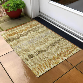 Piper Looms Chantille Stripes ACN889 Gold Machine Washable Area Rug Scatter Outdoor Lifestyle Image Feature