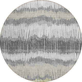 Piper Looms Chantille Stripes ACN889 Gray Machine Washable Area Rug Round Main Image