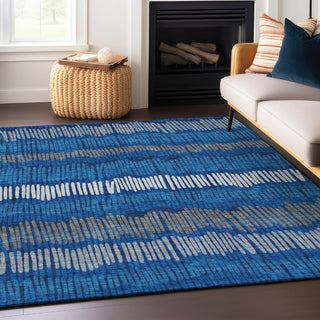 Piper Looms Chantille Stripes ACN889 Navy Machine Washable Area Rug Lifestyle Image Feature