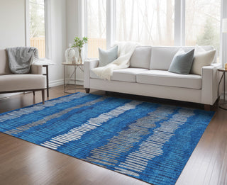 Piper Looms Chantille Stripes ACN889 Navy Machine Washable Area Rug Lifestyle Image Feature