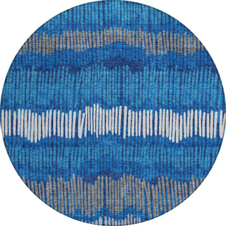 Piper Looms Chantille Stripes ACN889 Navy Machine Washable Area Rug Round Main Image